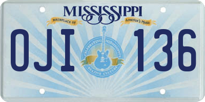 MS license plate OJI136