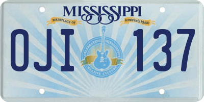 MS license plate OJI137