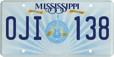 MS license plate OJI138