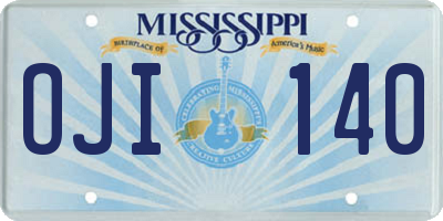MS license plate OJI140