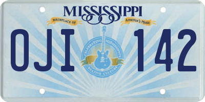 MS license plate OJI142