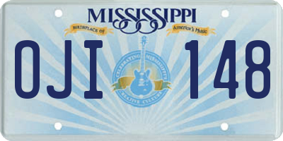 MS license plate OJI148