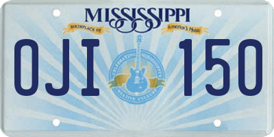 MS license plate OJI150