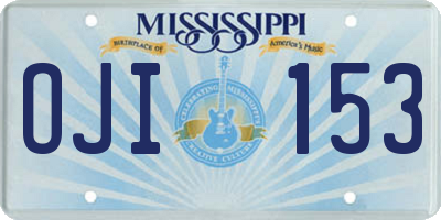 MS license plate OJI153