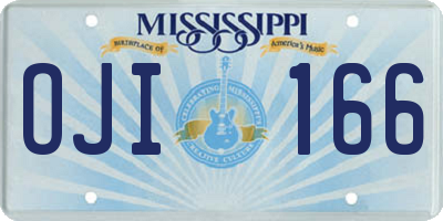 MS license plate OJI166