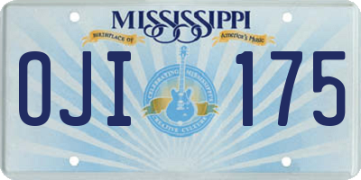MS license plate OJI175