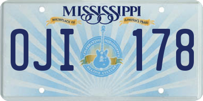 MS license plate OJI178