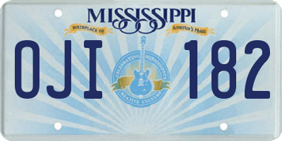 MS license plate OJI182