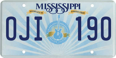 MS license plate OJI190