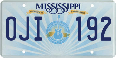 MS license plate OJI192