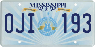 MS license plate OJI193