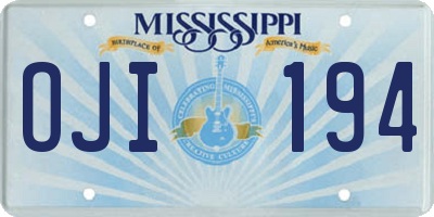 MS license plate OJI194