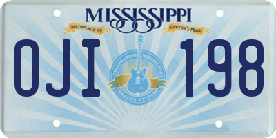 MS license plate OJI198