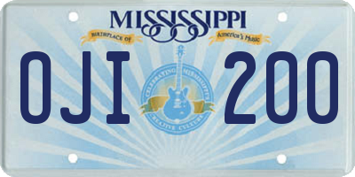 MS license plate OJI200