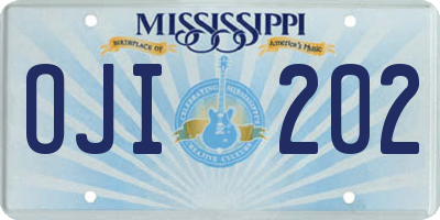 MS license plate OJI202
