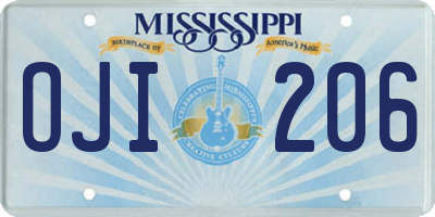 MS license plate OJI206