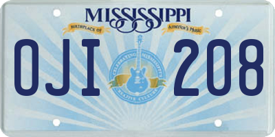 MS license plate OJI208