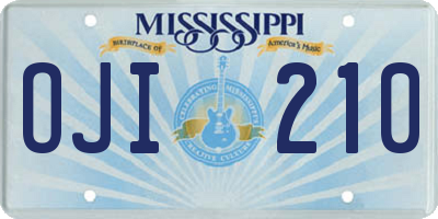 MS license plate OJI210