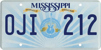 MS license plate OJI212