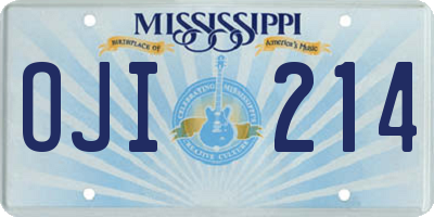MS license plate OJI214