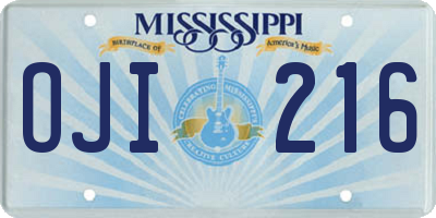 MS license plate OJI216