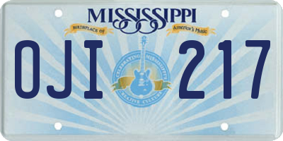 MS license plate OJI217