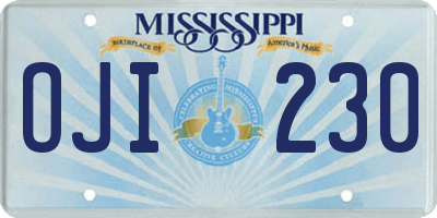 MS license plate OJI230