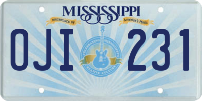 MS license plate OJI231