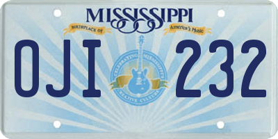 MS license plate OJI232