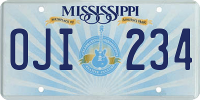 MS license plate OJI234