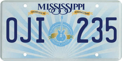 MS license plate OJI235