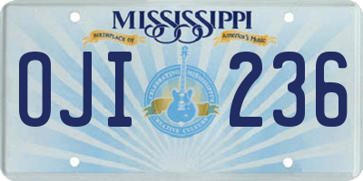 MS license plate OJI236
