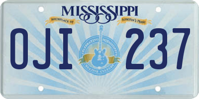 MS license plate OJI237