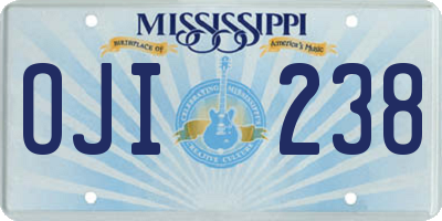 MS license plate OJI238