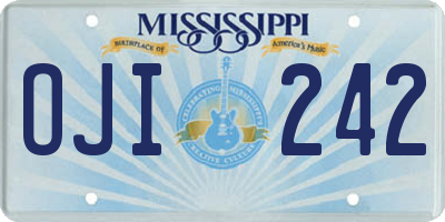MS license plate OJI242