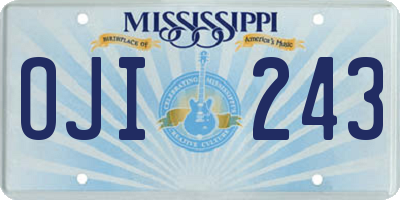MS license plate OJI243