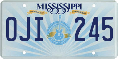 MS license plate OJI245
