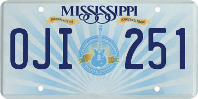 MS license plate OJI251