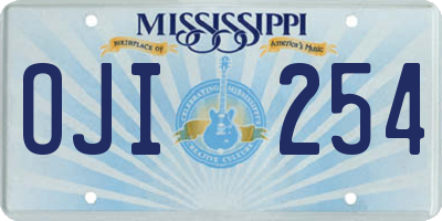 MS license plate OJI254
