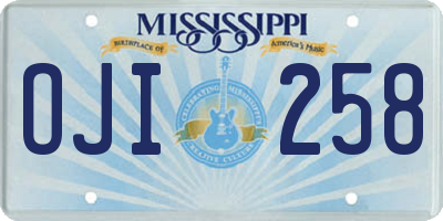 MS license plate OJI258