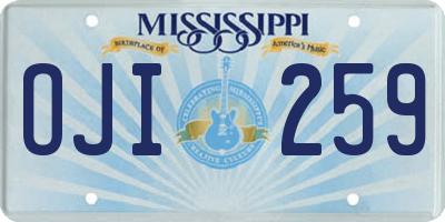 MS license plate OJI259