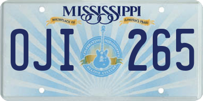 MS license plate OJI265