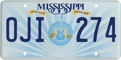 MS license plate OJI274