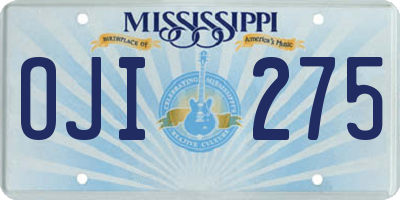 MS license plate OJI275