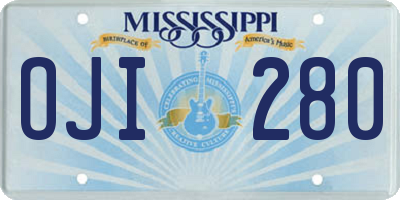 MS license plate OJI280