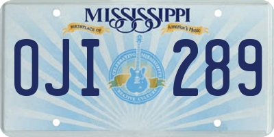 MS license plate OJI289