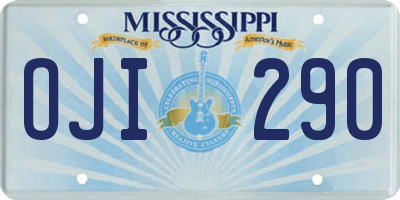 MS license plate OJI290