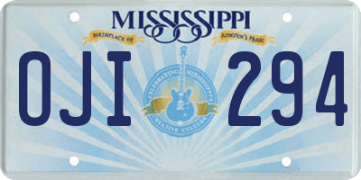 MS license plate OJI294
