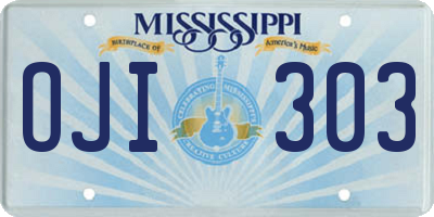 MS license plate OJI303