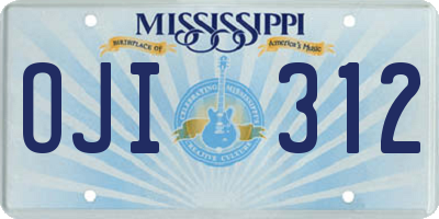 MS license plate OJI312